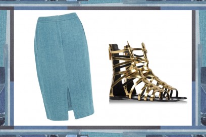 MIX & MATCH: GONNA IN JEANS ADAM LIPPES + SANDALI DA GLADIATORE GIUSEPPE ZANOTTI