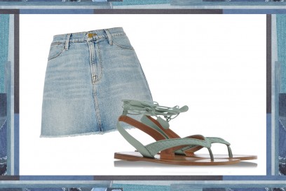 MIX & MATCH: GONNA IN JEANS FRAME DENIM + SANDALI DA GLADIATORE BOTTEGA VENETA