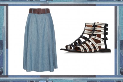 MIX & MATCH: GONNA IN JEANS MIU MIU + SANDALI DA GLADIATORE THAKOON ADDITION