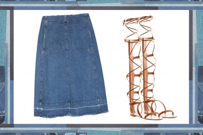 MIX & MATCH: GONNA IN JEANS SEA + SANDALI DA GLADIATORE VALENTINO