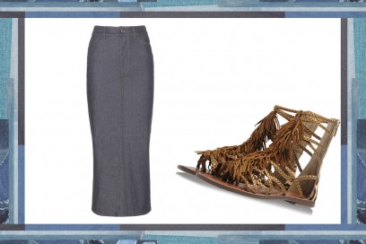 MIX & MATCH: GONNA IN JEANS VICTORIA BECKHAM DENIM + SANDALI DA GLADIATORE SAM EDELMAN