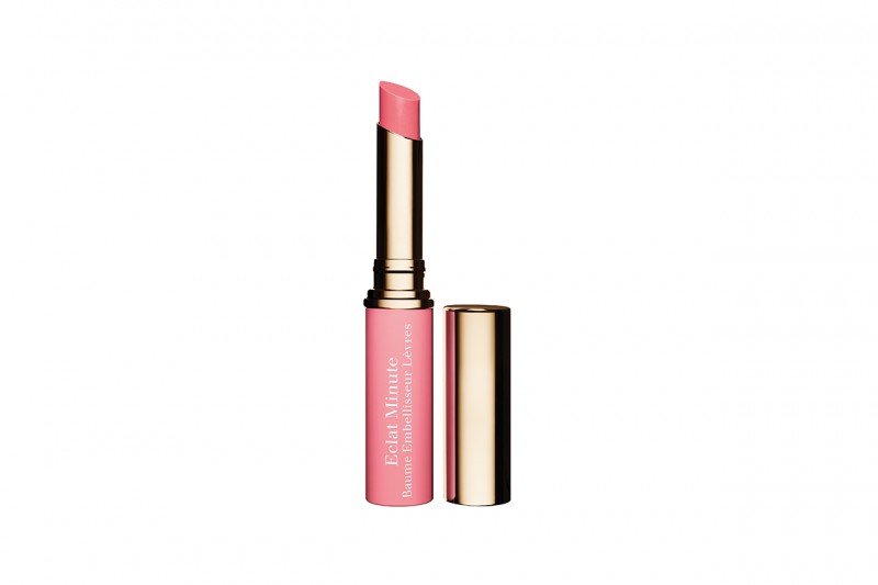 Labbra rosa per l’estate 2015: Rossetto lucidalabbra Eclar Minute Baume Embellisseur Lèvres in Rose di Clarins