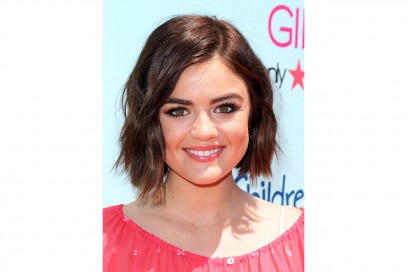 Lucy Hale beauty look: glossy pink