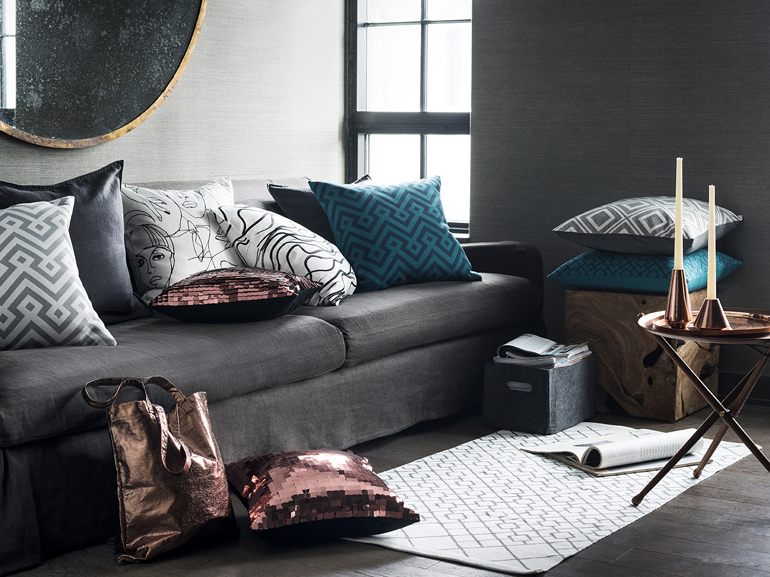 Grigio antracite in salotto con H&M Home