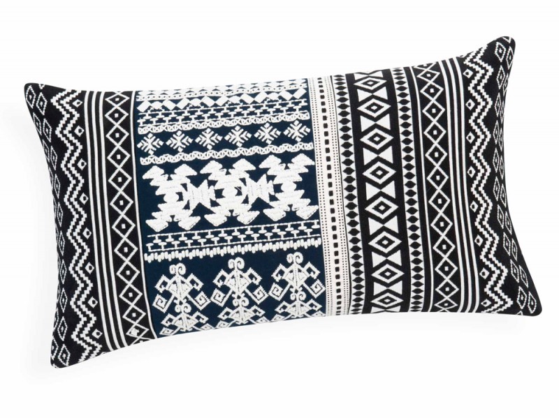 Cuscino bianco & nero in cotone