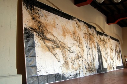 Opera di Giovanni Manzoni Piazzalunga in sala degustazione Berlucchi