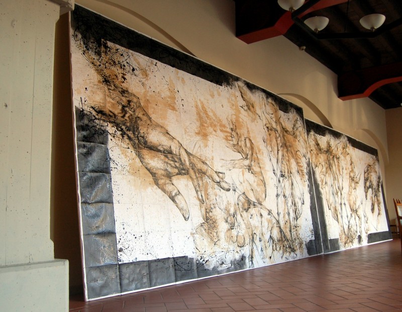 Opera di Giovanni Manzoni Piazzalunga in sala degustazione Berlucchi