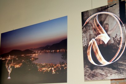 Opere di Julien Breton in sala degustazione Berlucchi