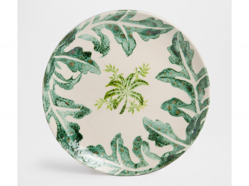 Piatto da portata con foglie maiolica