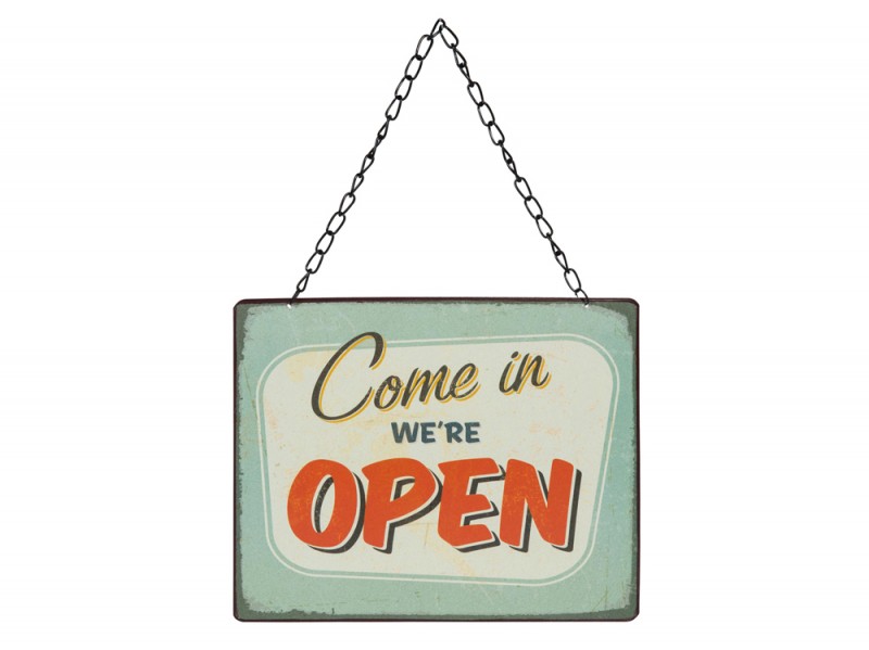 Targa open-closed in metallo