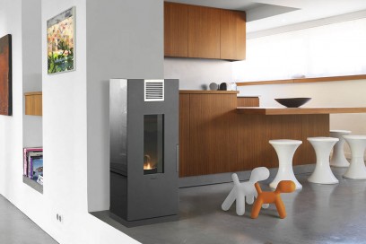 Wood pellet heating stove / contemporary / cast iron
