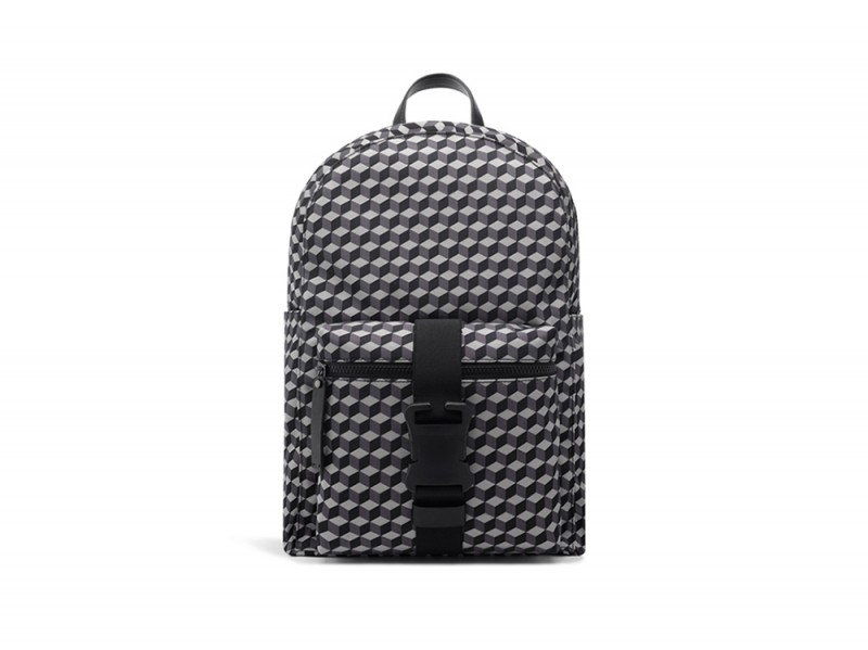 Mens-nylon-cube-print-safety-buckle-backpack