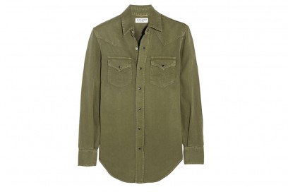 camicia verde denim saint laurent