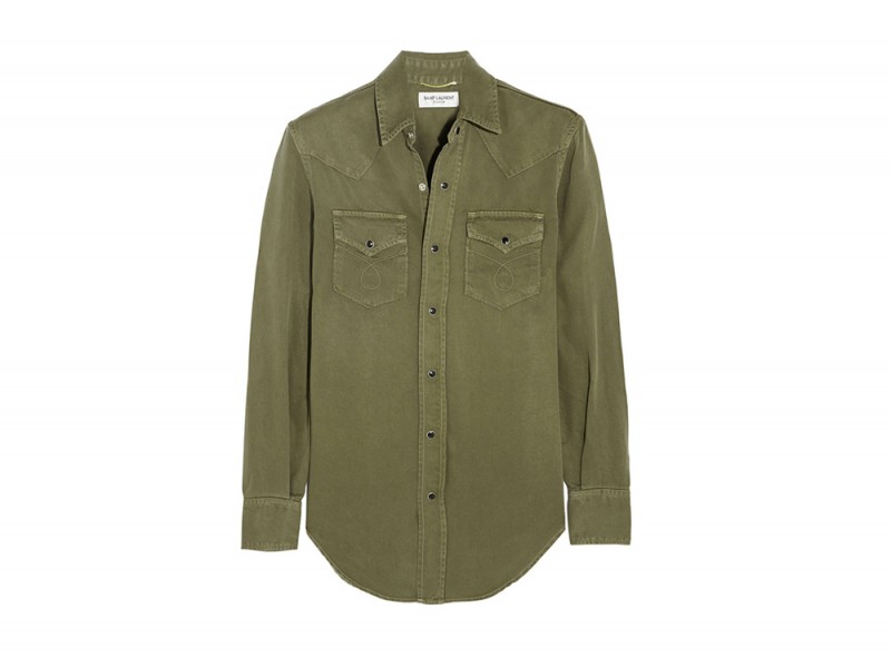 camicia verde denim saint laurent