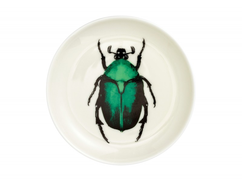 Il piatto è decorato con uno scarabeo smeraldo