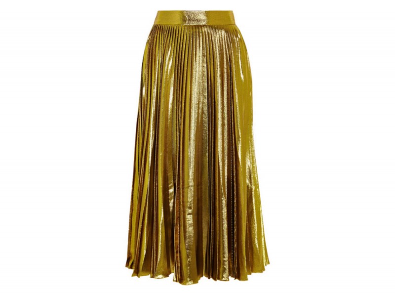 gonna midi plissé metallizzata gucci