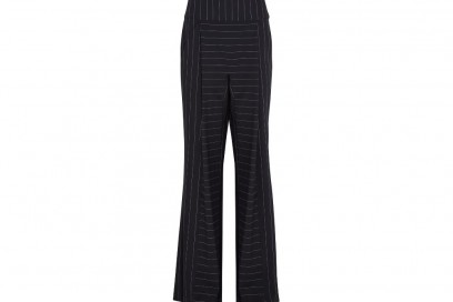 DION LEE Pinstriped stretch-cady wide-leg pants_NET