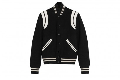 SAINT LAURENT Leather-trimmed wool-blend bomber jacket_NET