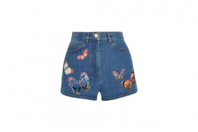 shorts in denim con farfalle valentino