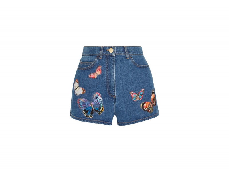 shorts in denim con farfalle valentino
