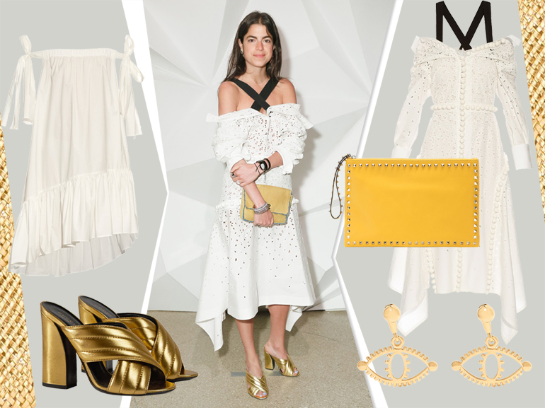 cover abito in cotone e sandali gold come Leandra Medine mobile