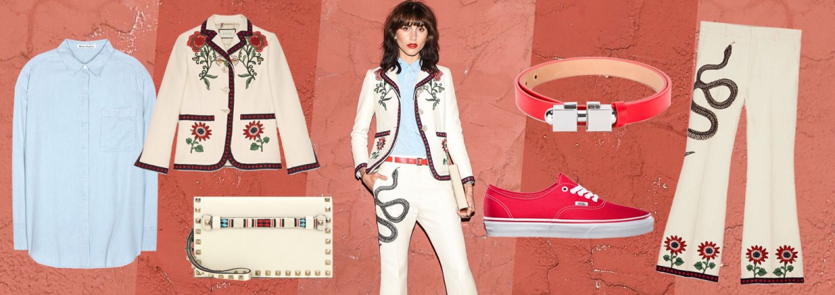 cover langley fox in completo ricamato e sneakers dekstop