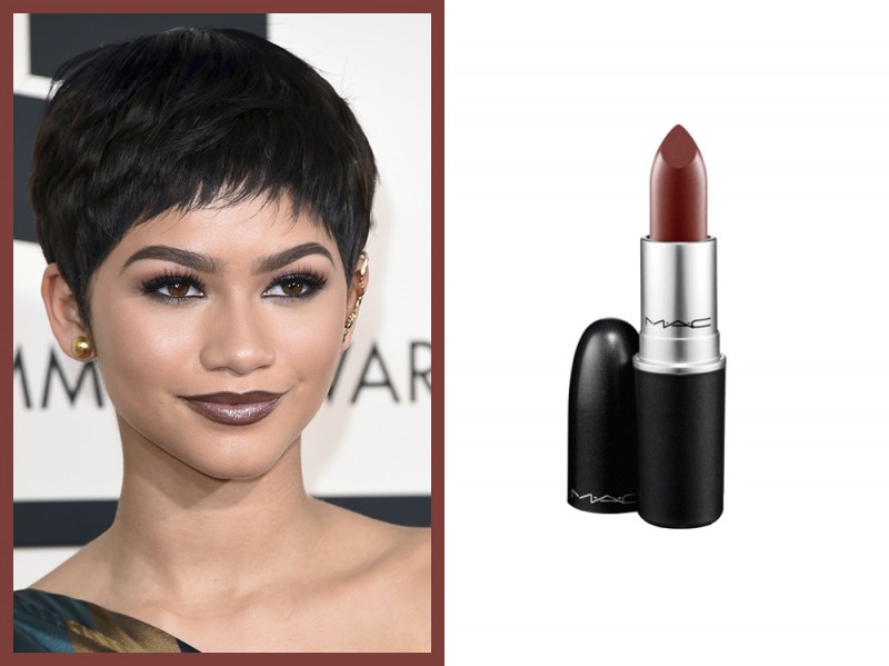 rossetto-marrone-Zendaya-mac-lipstick-stone