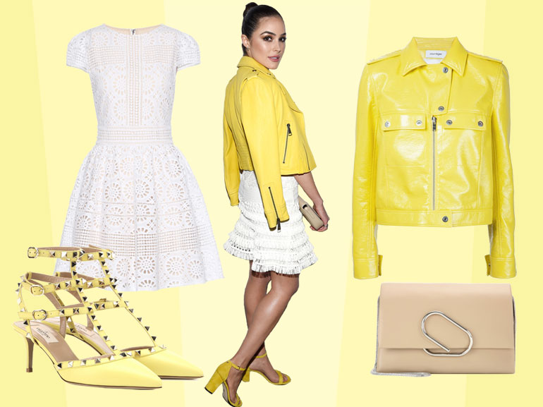 cover biker jacket e abitino di pizzo come olivia culpo mobile