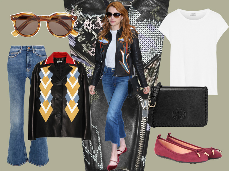 cover emma roberts biker jacket ricamata mobile