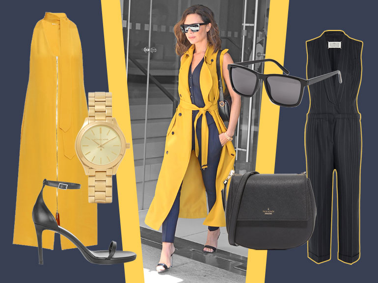 cover victoria beckham in gessato e giallo mobile