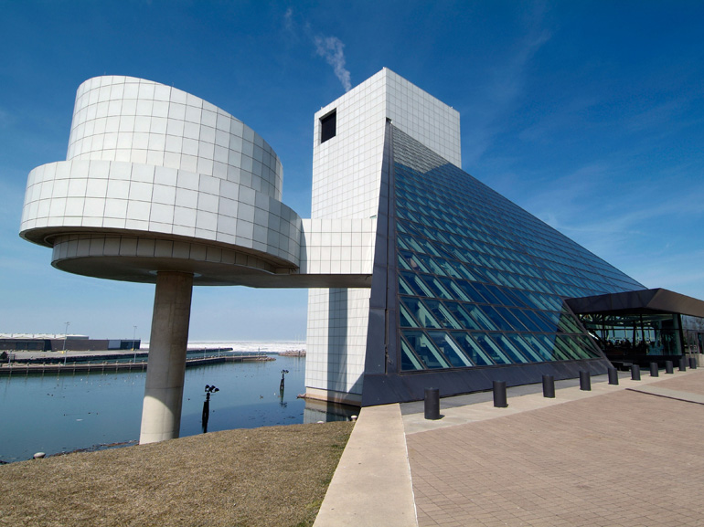 Rock and Roll Hall of Fame Downtown Cleveland Ohio sightseeing landmarks and tourist attractions