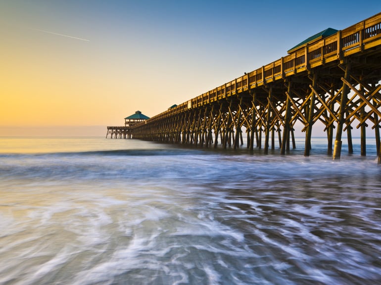 05Folly Beach Pier Charleston SC Coast Atlantic Ocean Pastel Sunrise vacation destination scenics