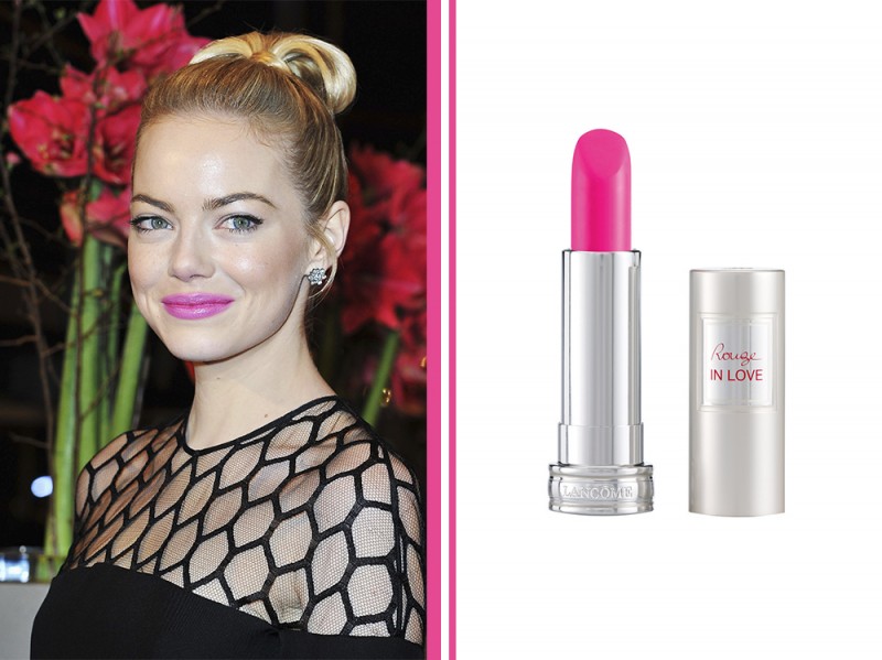 rossetto-fucsia-star-Emma-Stone-Cool-Light-Fuchsia-lancome-rouge-in-love-pink-bon-bon