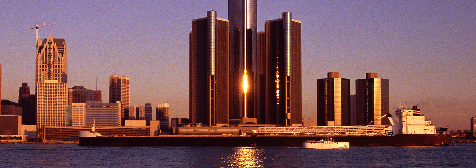 Skyscrapers by the water in Detroit