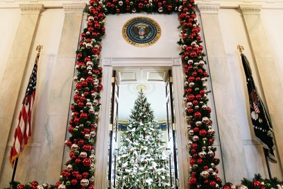 Laura Bush Shows Off White House Holiday Decorations