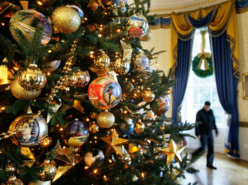 Laura Bush Shows Off White House Holiday Decorations
