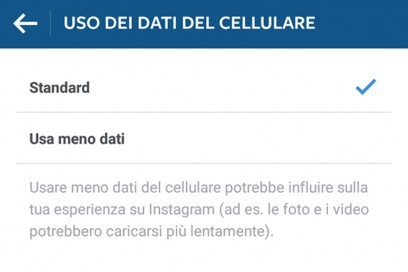 uso dati cellulare instagram