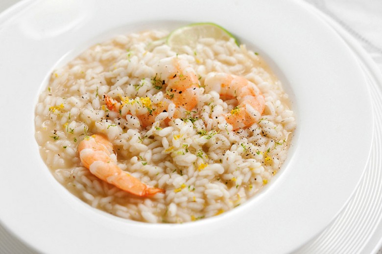 Risotto con agrumi e gamberi
