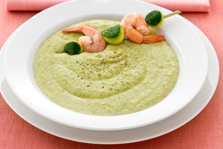 Vellutata di zucchine e gamberi