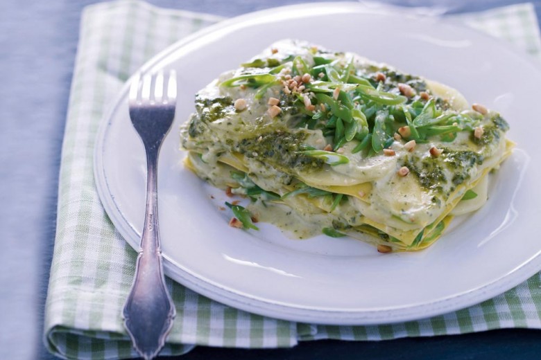 Lasagna bianca al pesto arricchito