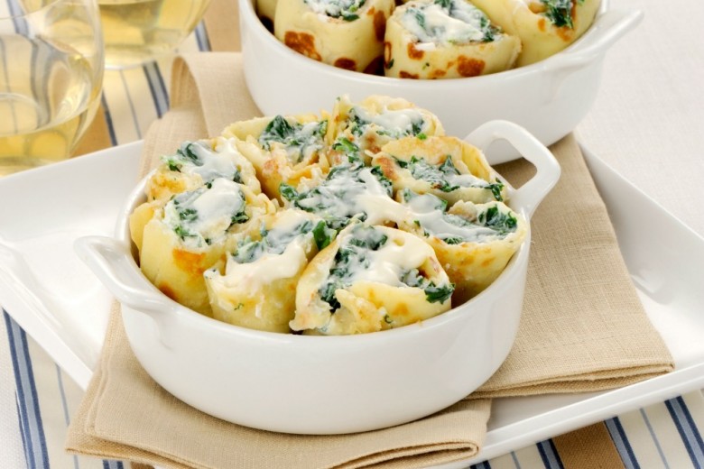 Cannelloni di crepes ricotta e spinaci