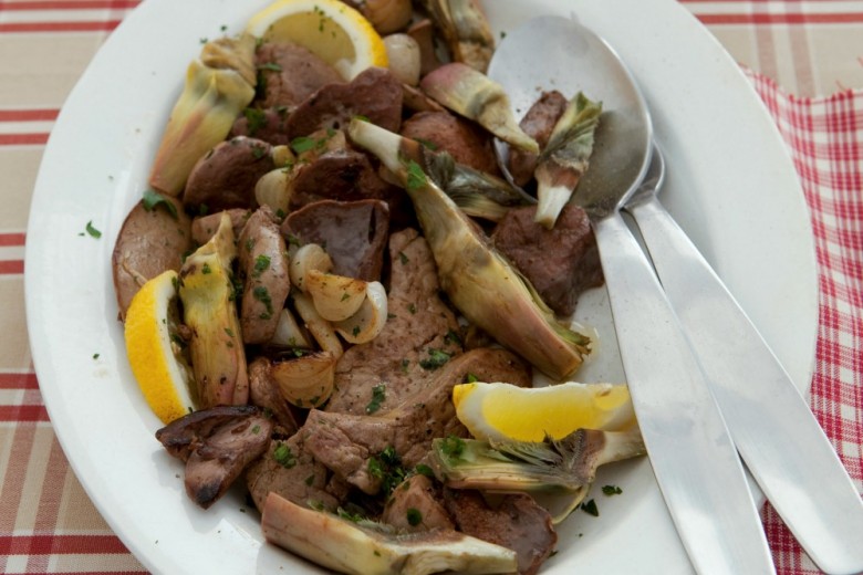 Coratella di agnello con carciofi