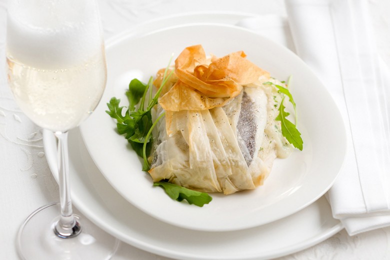 Pesce rombo al forno in crosta di pasta fillo