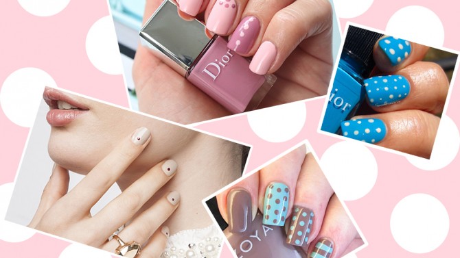 Funky fuchsia silver glitter polka dot french gel nails Dot manicure: le nail art a pois più glam da replicare