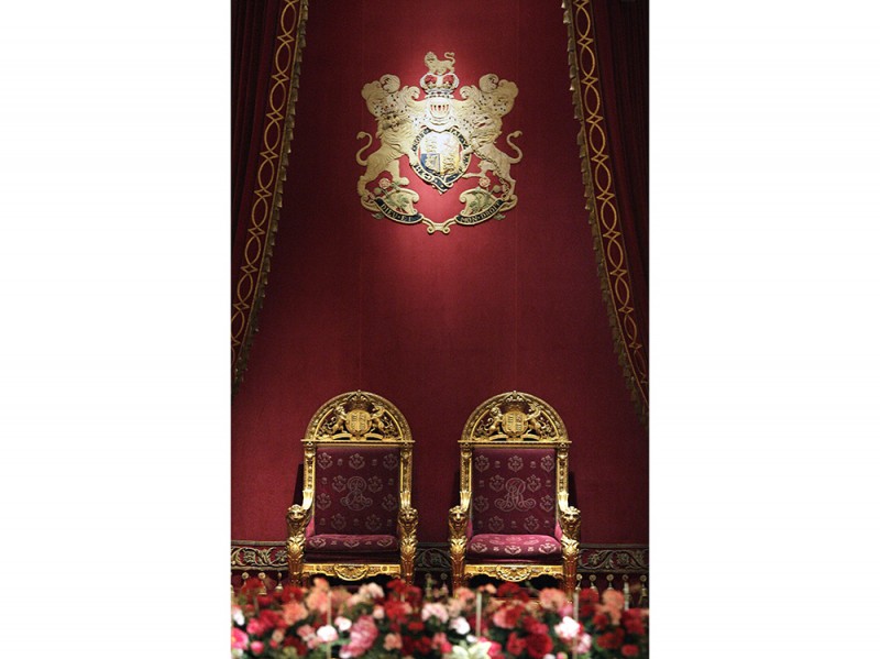 The Ballroom of Buckingham Palace set up