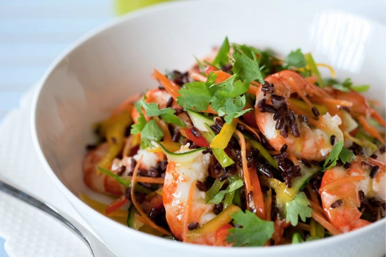 Insalata di riso venere e gamberi