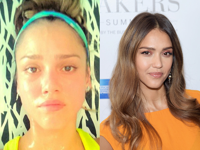 jessica alba con senza trucco