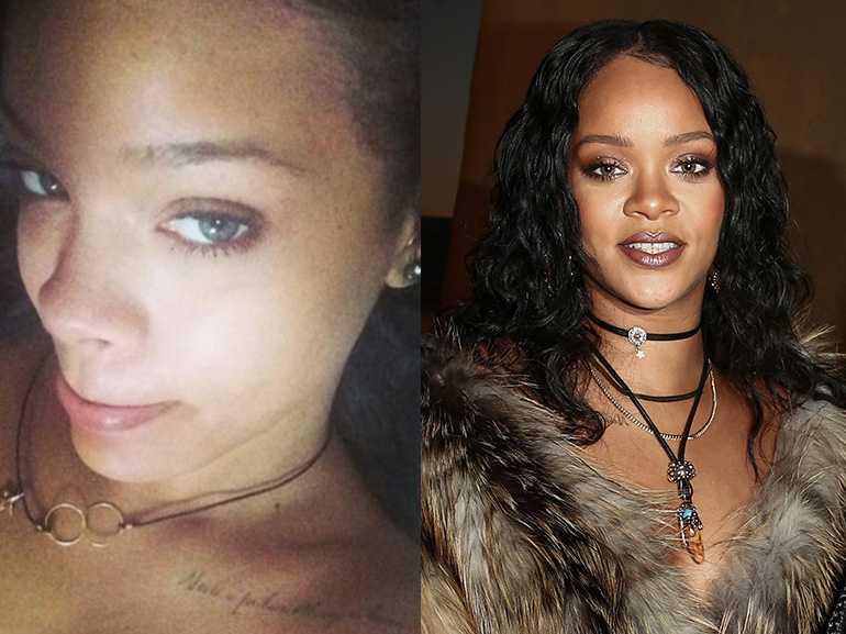 rihanna con senza trucco