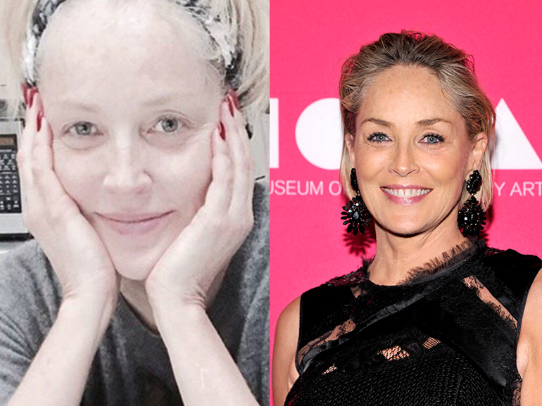 sharon stone con senza trucco