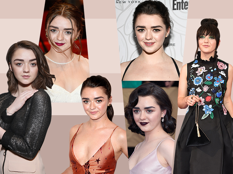 maisie williams evoluzione beauty look trucco capelli collage_mobile